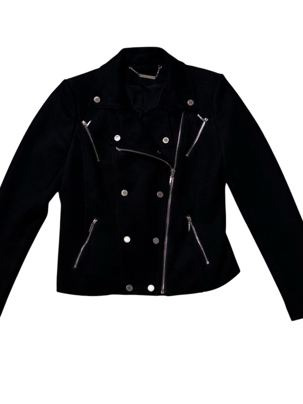 WHBM Vegan Ultra Suede Black Moto Jacket Size 6 EUC - Picture 5 of 15